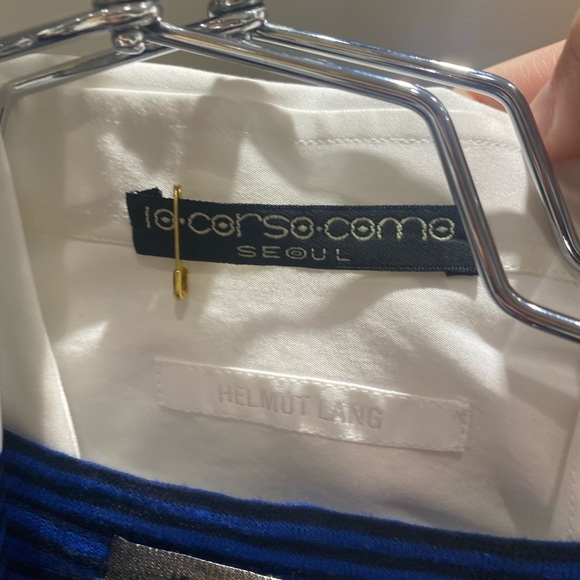 Helmut Lang White Raw Hem Short Sleeve Button Down Shirt Size 15 - Picture 7 of 7